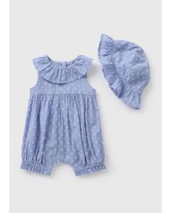 Baby Dobby Romper & Hat Set