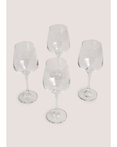 4 Pack Luna Wine Glasses-Clear-One Size