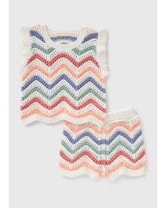 Girls  Crochet Vest & Shorts Set