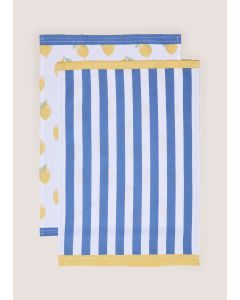 Lemon Printed Tea Towels-Yellow-One Size