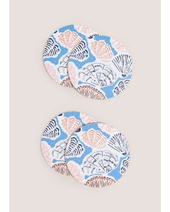 4 Pack Shell Cork Placemats-Blue-One Size
