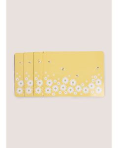 4 Pack Bee Cork Placemats-Yellow-One Size