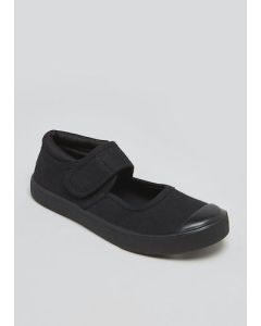 Girls Black Ballet Plimsolls