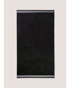 X Large Stripe Towel-Black-One Size
