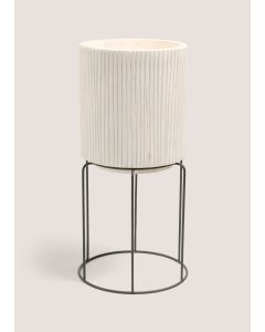 Wood Metal Stand Planter-White-One Size