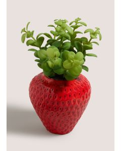 Faux Plant In Strawberry Plant Pot-Red-One Size