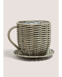Plastic Woven Planter-Grey-One Size