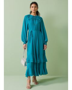 Et Vous Frill Chiffon Maxi Dress