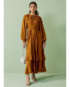 Et Vous Frill Chiffon Maxi Dress