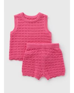 Girls Crochet Vest & Shorts Set