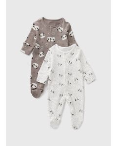 2 Pack Baby Panda Sleepsuits