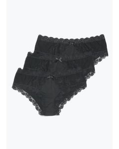 3 Pack Micro Lace Short Knickers – Black