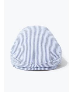 Boys Navy Stripe Baby Flat Cap (Newborn-24mths)