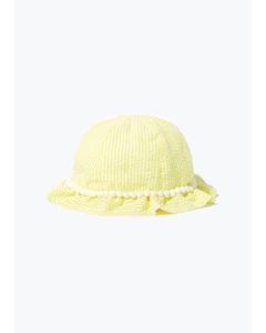 Girls Yellow Textured Stripe Baby Sun Hat (Newborn-24mths)
