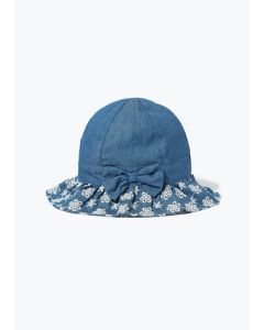 Girls Chambray Flower Baby Sun Hat (Newborn-24mths)