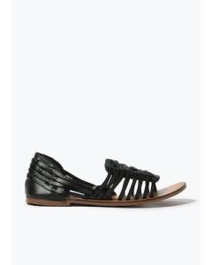Black Real Leather Sandals