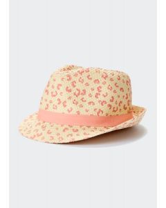 Girls Natural Leopard Print Sun Hat