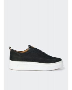 Black Real Leather Chunky Trainers