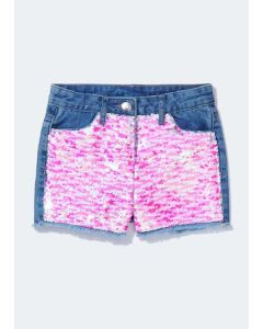 Girls Mid Wash Sequin Shorts (4-13yrs)