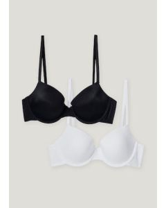 2 Pack Smooth T-Shirt Bras - Black/White - 38D