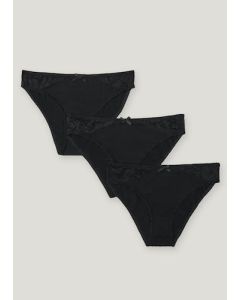 3 Pack Micro Lace High Leg Knickers – Black