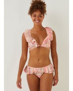 Coral Paisley Frill Side Bikini Briefs