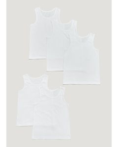 Kids 5 Pack White Vest Tops