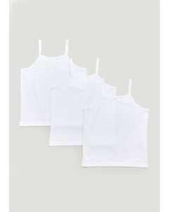 Girls 3 Pack White Cami Vests