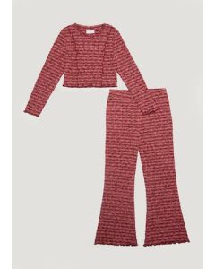 Girls Burgundy Space Dye Exposed Seam Set (4-13yrs) - Pink - 5Y