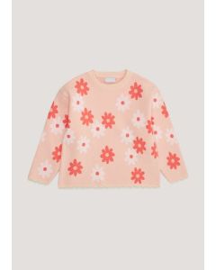 Girls Pink Daisy Jumper (4-13yrs)