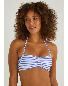 Blue & White Stripe Bandeau Bikini Top