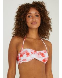 Coral Tie Dye Twist Bandeau Bikini Top