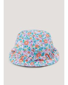 Girls Lilac Floral Swimming Bucket Hat (6mths-6yrs)