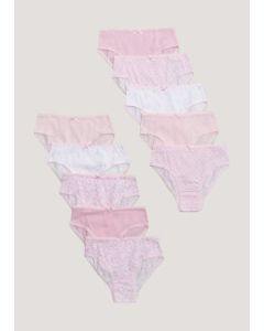 Girls 10 Pack Pink Heart Print Knickers (2-13yrs)