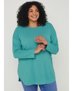 Papaya Curve Teal Button Tunic Top