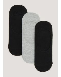 3 Pack Black & Grey Cushioned Sports Footsies