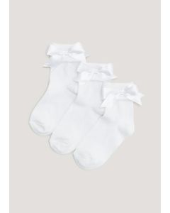 3 Pack White Bow Socks (Younger 6-Older 5.5)