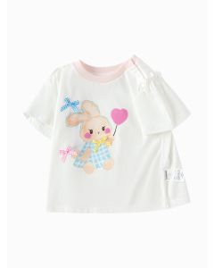 Baby Girl Round v-neck short-sleeved T-shirt