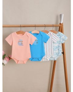 Baby round neck shoulder open underwear suit