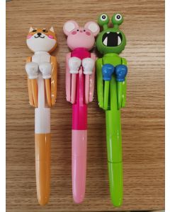 School Season Series Boxing Animals 1.0mm Funny Ballpoint Pen Black ink, 3 Assorted Designs