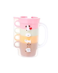 Stick Figure Puppy Series Water Pitcher with 4 Cups (1000mL)