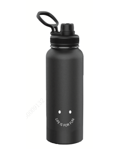 Solid Color Handheld Stainless Steel Water Bottle 1.4L(Black)-Black