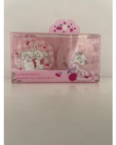 MIKKO Collection Large Cushion Puffs (2 pcs with Storage Case)-Pink-One Size