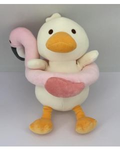 Beach Series 11in. Diving Duck Plush Toy(Flamingo)-Pink/White-One Size