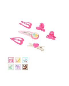 Kids' Hair Accessories Set with Colorful Storage Box (6 pcs)-Pink-One Size