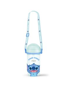 Disney Lilo & Stitch Collection Plastic Bottle Straw Shoulder Strap400mL(Stitch)-Blue