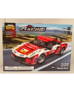 Building Blocks Pull-Back Vehicle - Flaming Steed (524 Pcs)-Red