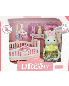 Role Play Series Bunny Baby Crib Set-Pink-One Size