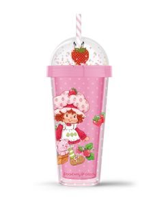 Strawberry Shortcake Collection Plastic Bottle with Straw (420mL)-Pink