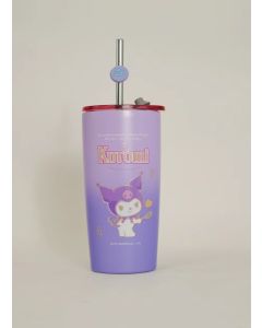 Sanrio characters Steel Bottle with Straw 530mL (Kuromi)-Purple